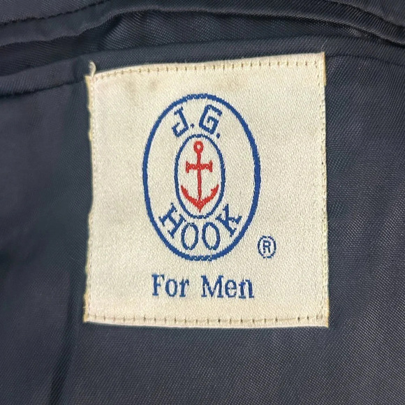 J. G. Hook Men's Vintage Navy Blue Wool Blazer Gold Buttons 44 R - Picture 6 of 9